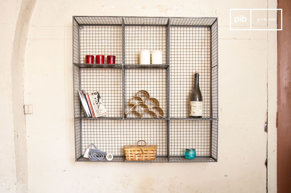 Beautiful square wire mesh wall library.