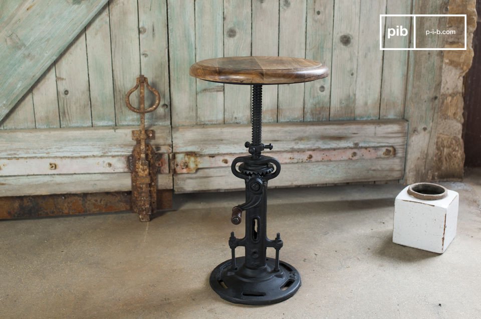 A stool combining wood & metal with character.