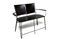 Miniature 2-seater black leather bench Italia Clipped