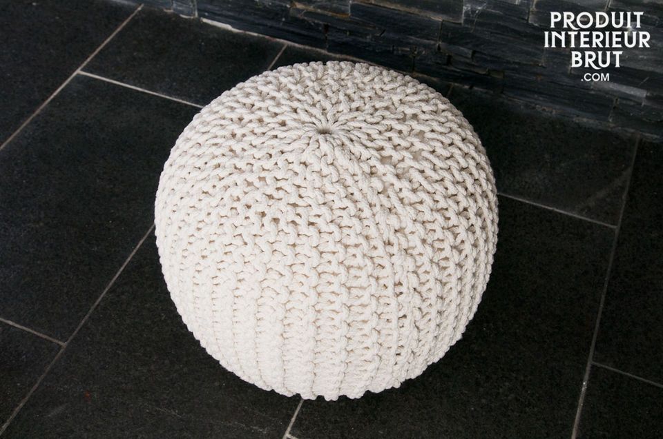 Add a warm note to a coffee table with this very soft creamy-white Kidrön pouf