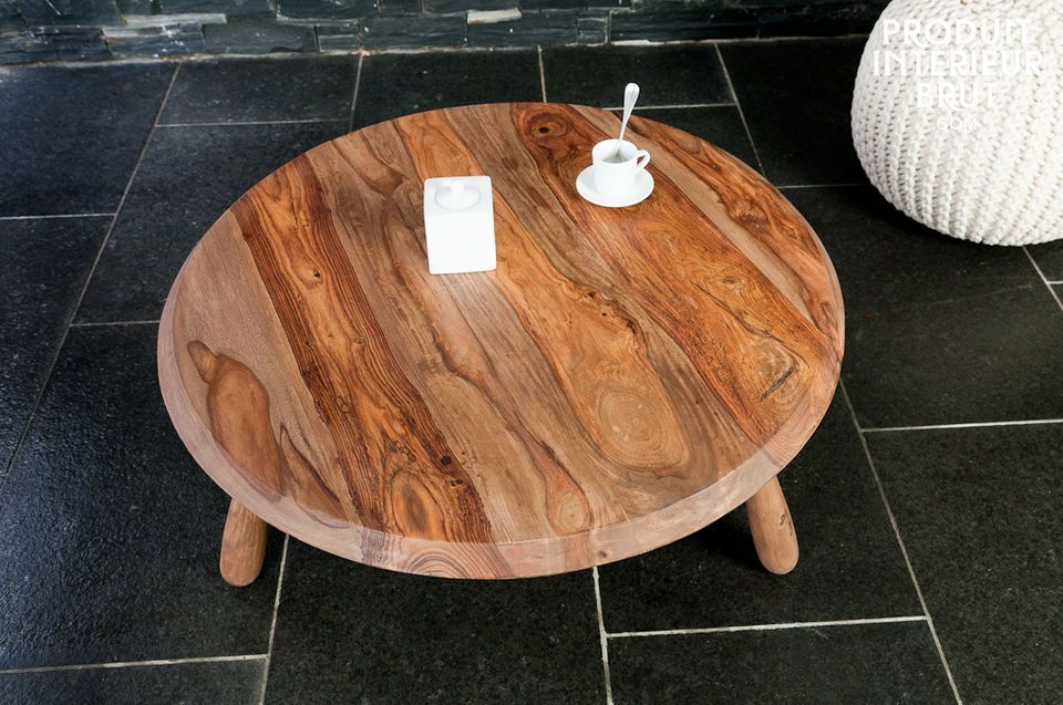 Three-legged solid wood living room table