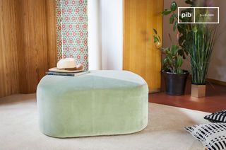 Large green velvet pouf Skagen