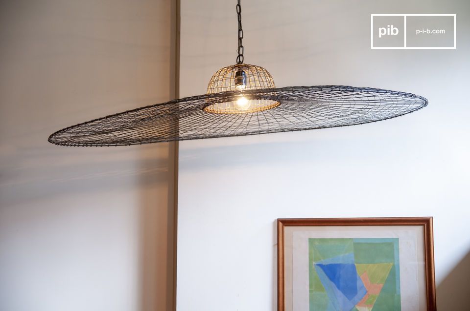 Large braided metal suspension light Grid