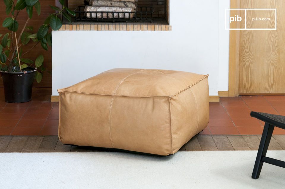 Leather pouf clearance seat
