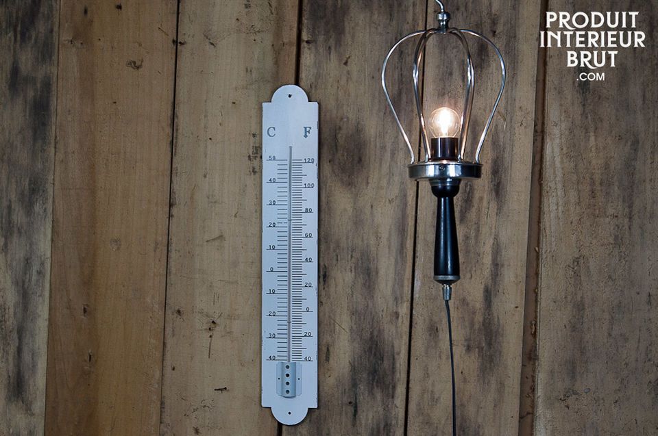 This large wall thermometer gives you a clear temperature reading and an authentic look thanks to