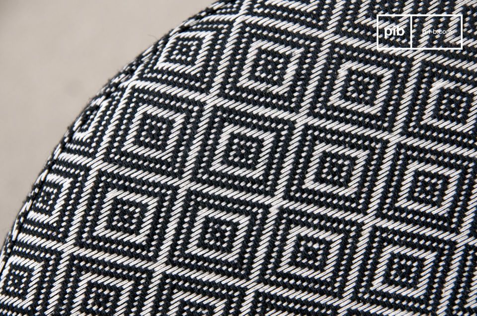 Elegant black and white weaving with geometric patterns.