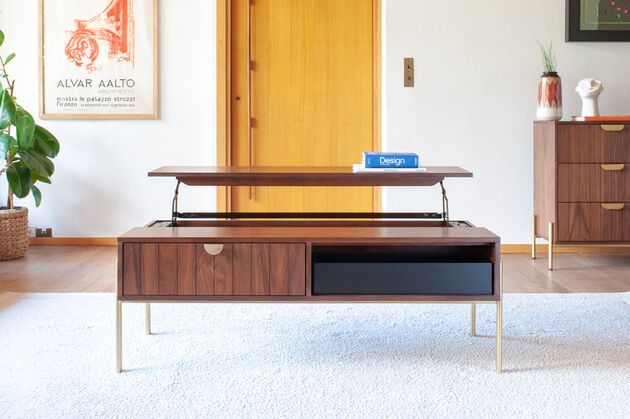 Dark wood lift-top coffee table Aurora