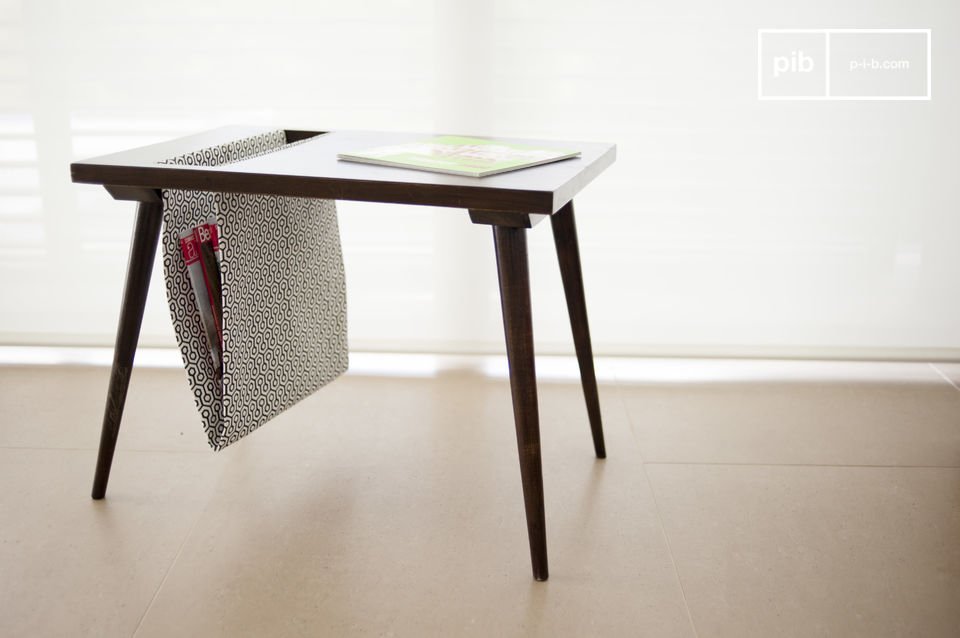 Magazine holder that can be used as a side table.
