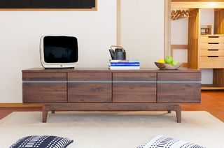 Low sideboard Neliö in  walnut