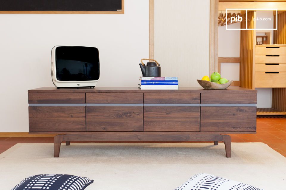 Large elegant walnut low sideboard.