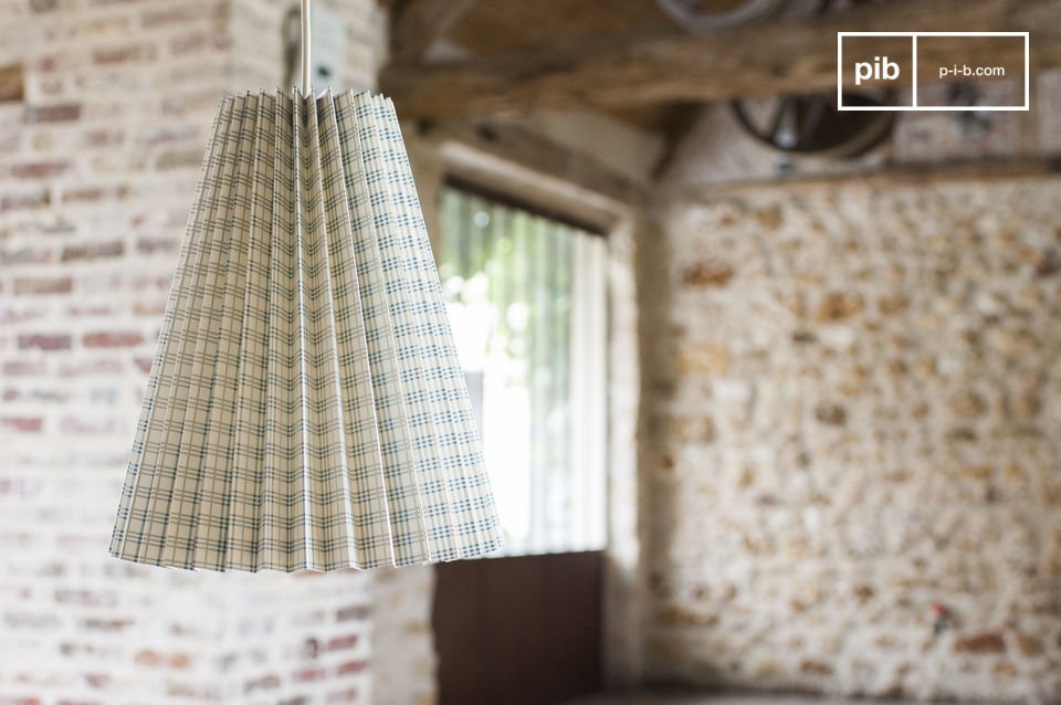 Large retro luminaire made of pleated cardboard paper.