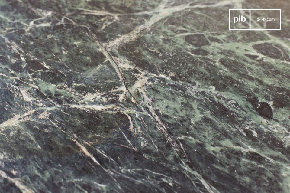 Large, deeply matt, ribbed green marble top.