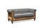 Miniature Gray linen and cotton 2-seater Chesterfield sofa Montaigu Clipped