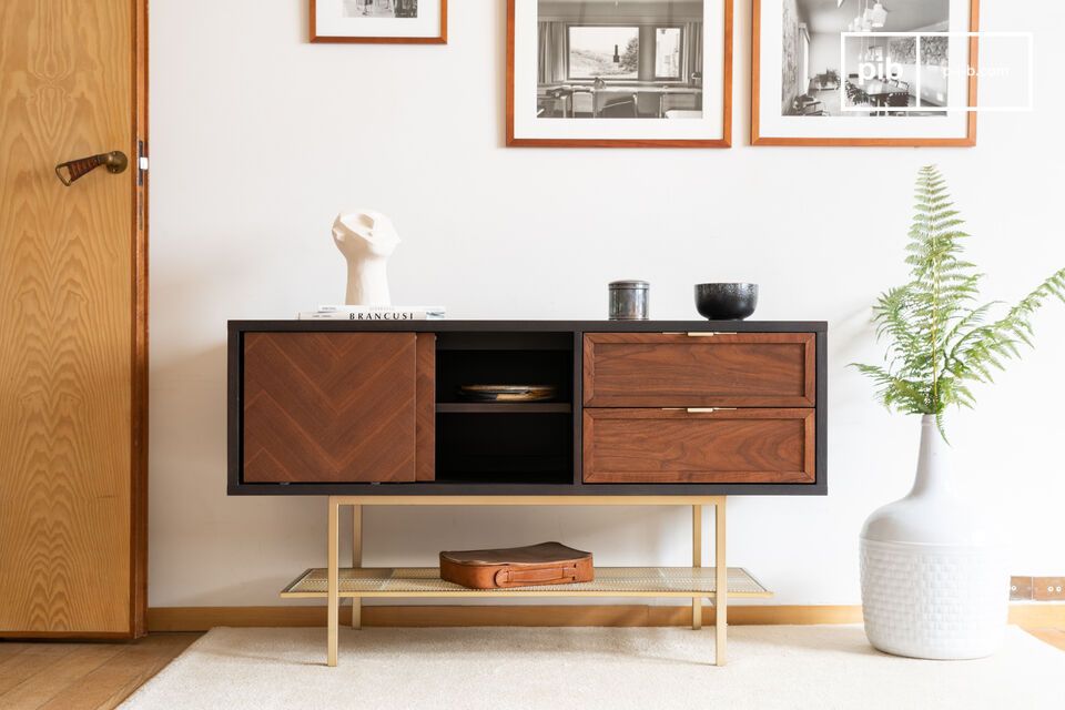 Neutra dark wood entryway cabinet