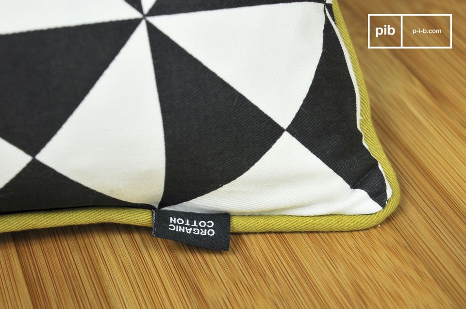 A small cushion made entirely of organically-grown cotton