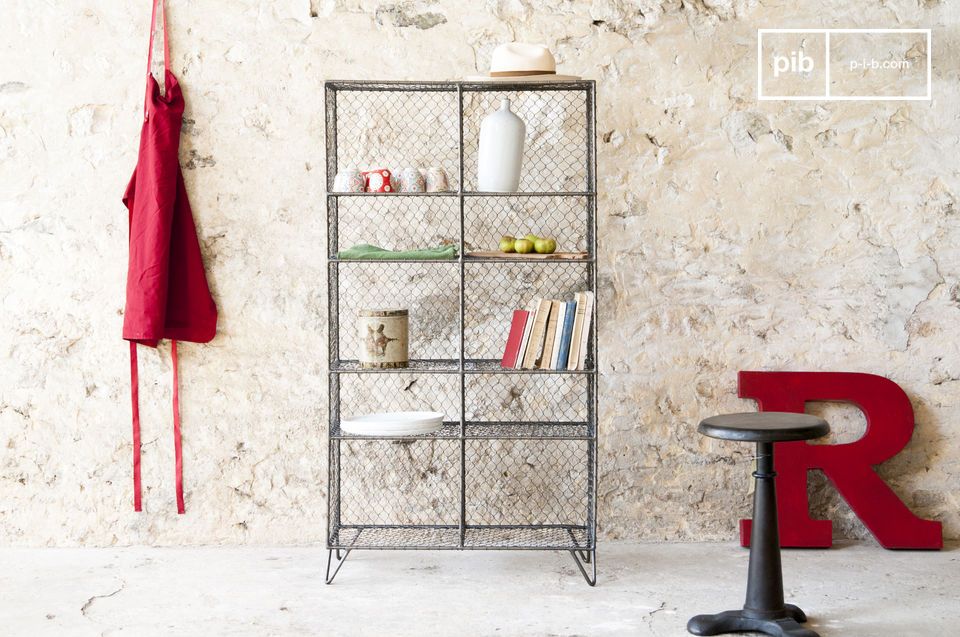 A charming metal bookcase.