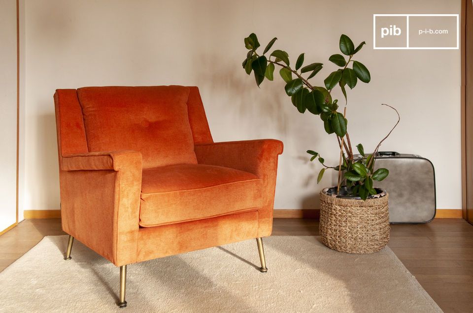 Orange velvet armchair Elbrouz