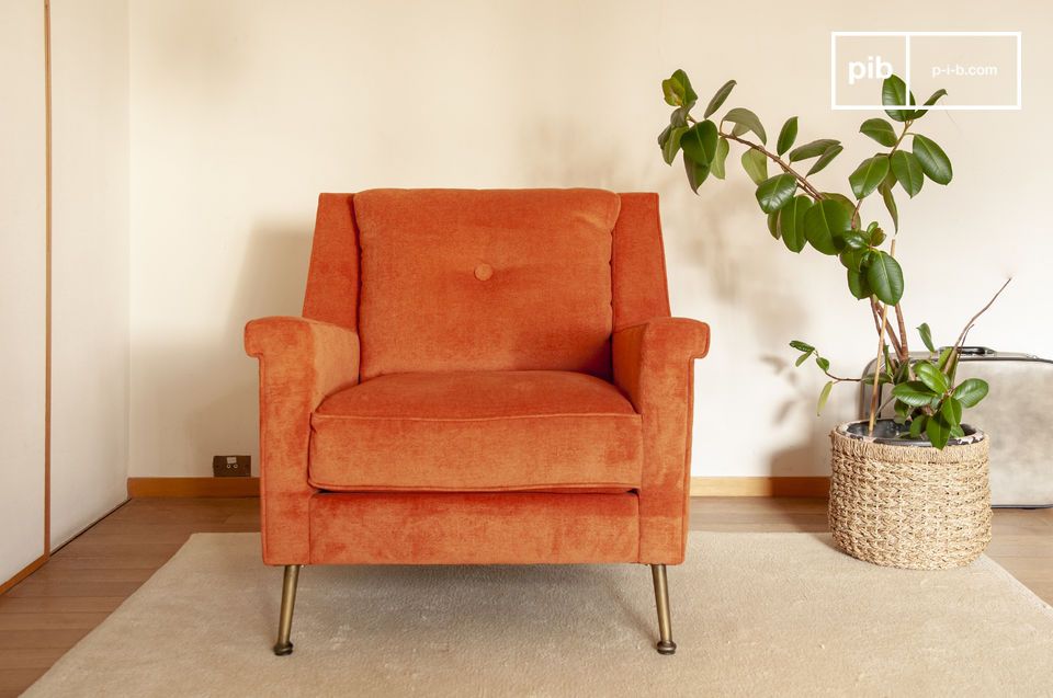 Short orange velvet armchair deliciously retro