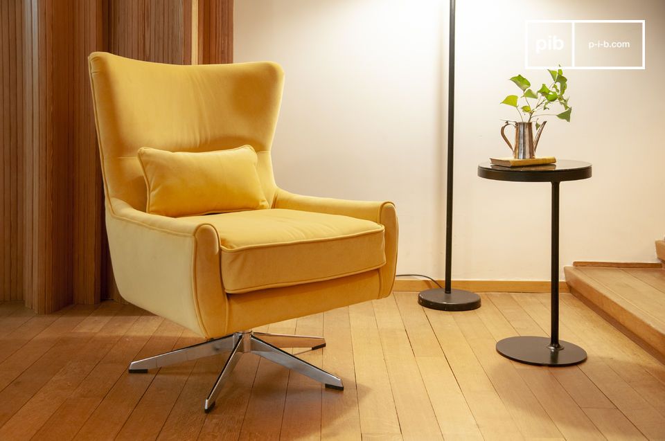 Orange velvet swivel chair Balmat