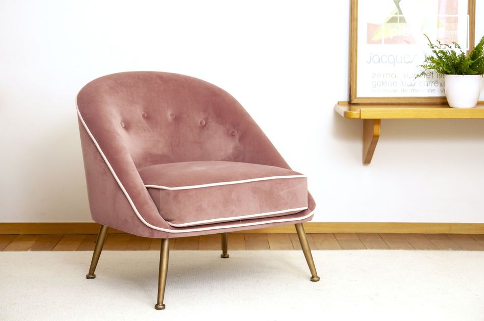 Pink velvet armchair Barnolomeo