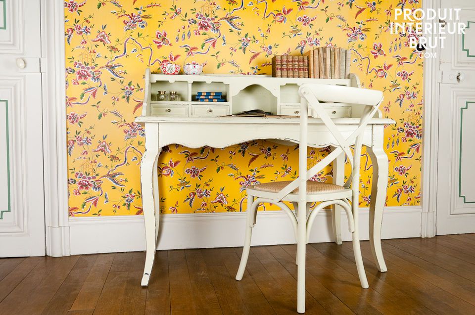 Paulo wood writing desk with drawers store