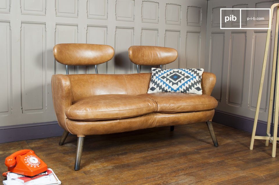 Double sofa with an original retro design.