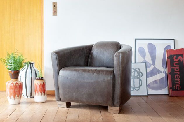 Chocolate leather armchair Red Baron