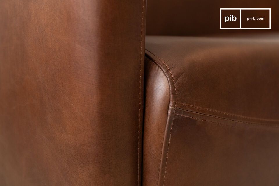 This industrial style club chair has the atmospheric feel of aviator leather armchairs