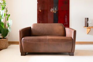 2-seater hazelnut leather sofa Red Baron
