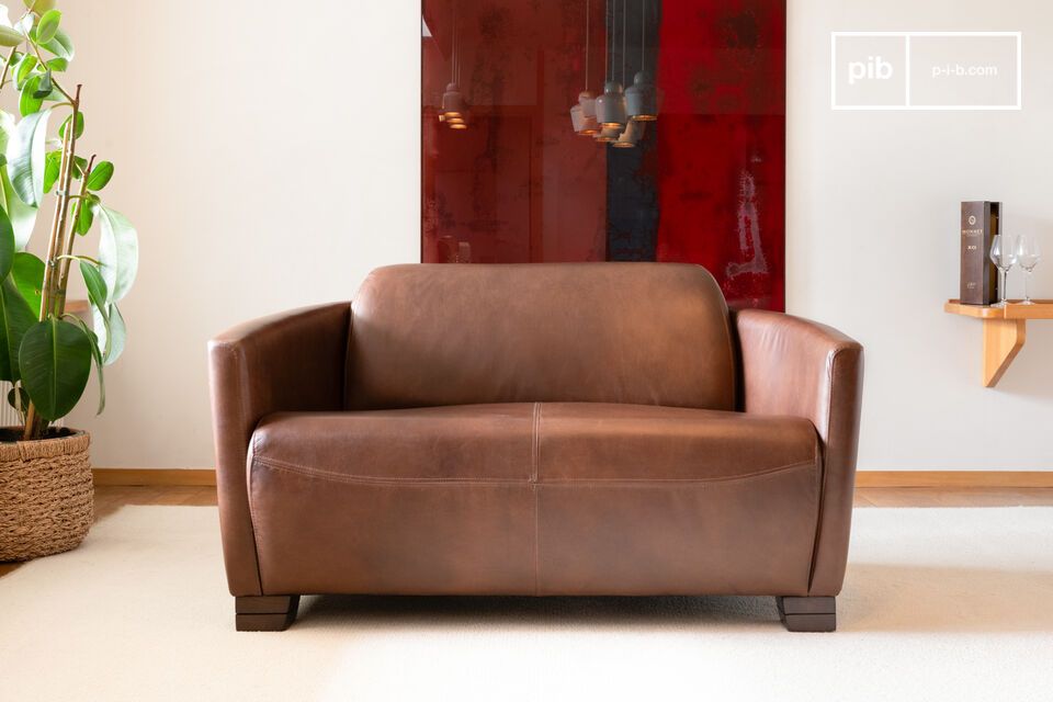 2-seater hazelnut leather sofa Red Baron