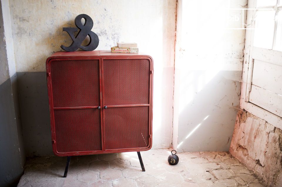 All metal red wardrobe inspired by the 1950s.