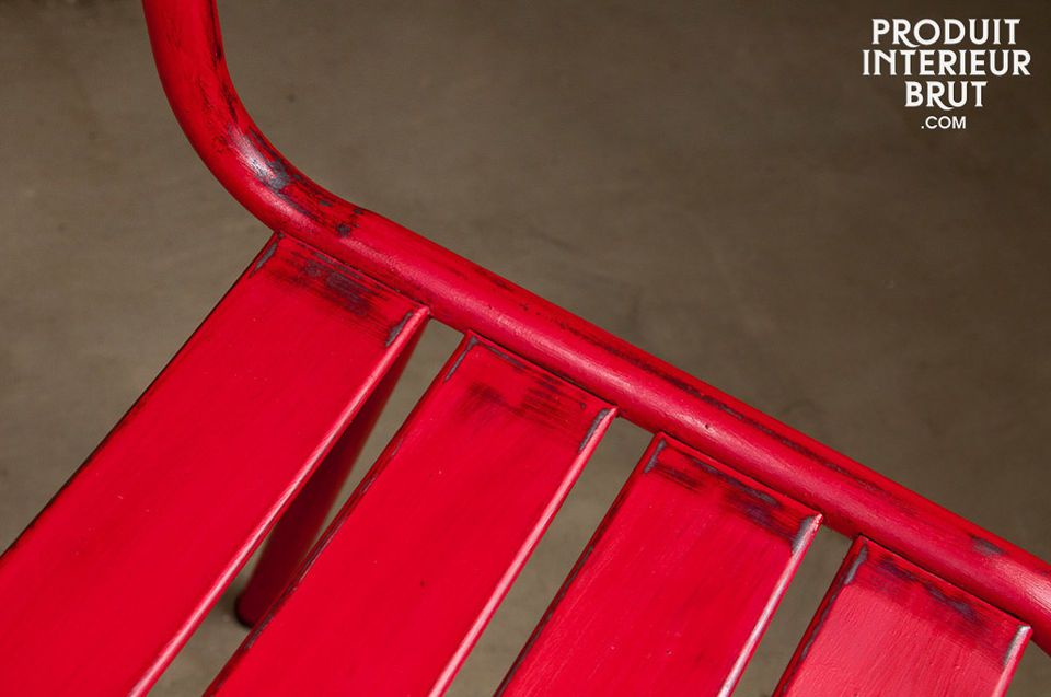 This rock-solid chair has a very pretty distressed red finish