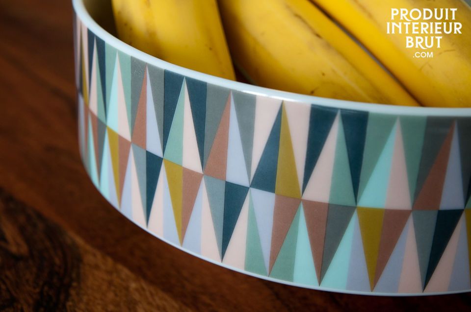 This Remix porcelain bowl is decorated with bright retro colours that are the hallmark of the range