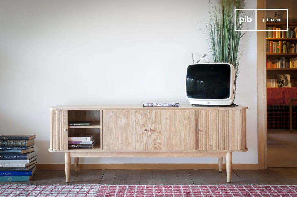 Beautiful Scandinavian style TV cabinet in light wood.