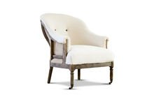 Beige linen and cotton round armchair