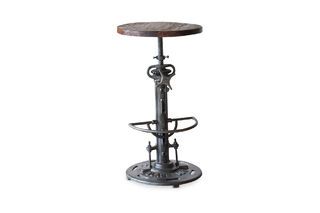Salvage high teak adjustable stool