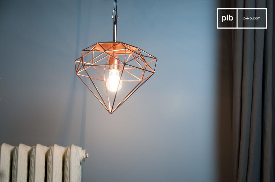 Beautiful copper suspension with geometric lines.