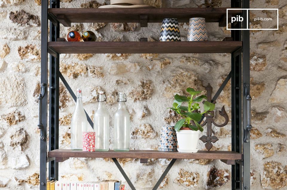 Shelves in pretty acacia wood.