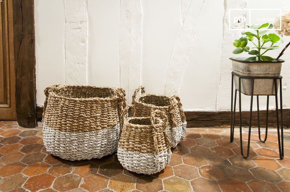 Set of Three Pumpkin Wicker Baskets