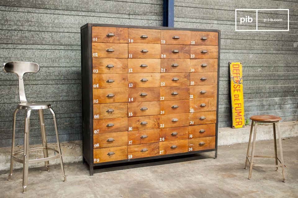 The chest of drawers has 36 storage drawers.
