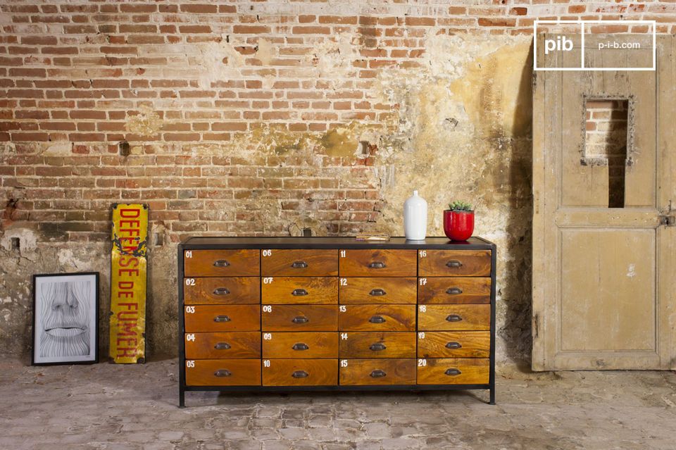 A chest of drawers with 20 solid wood drawers.
