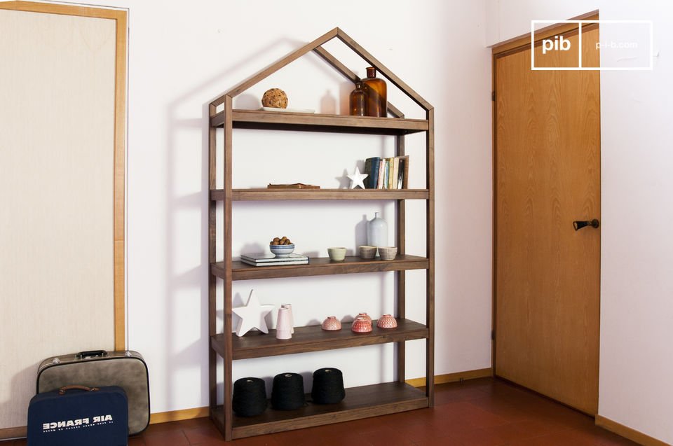 The shelf offers large storage spaces.