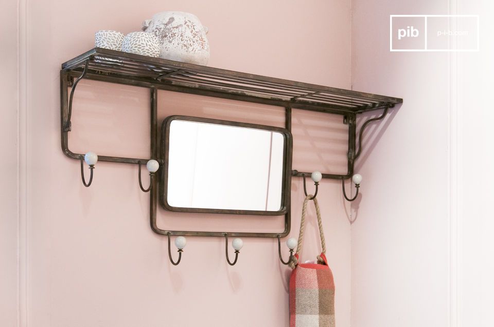 Shelve with hook and adjustable mirror