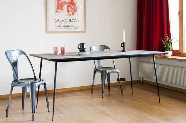 Wood and metal dining table Sherman