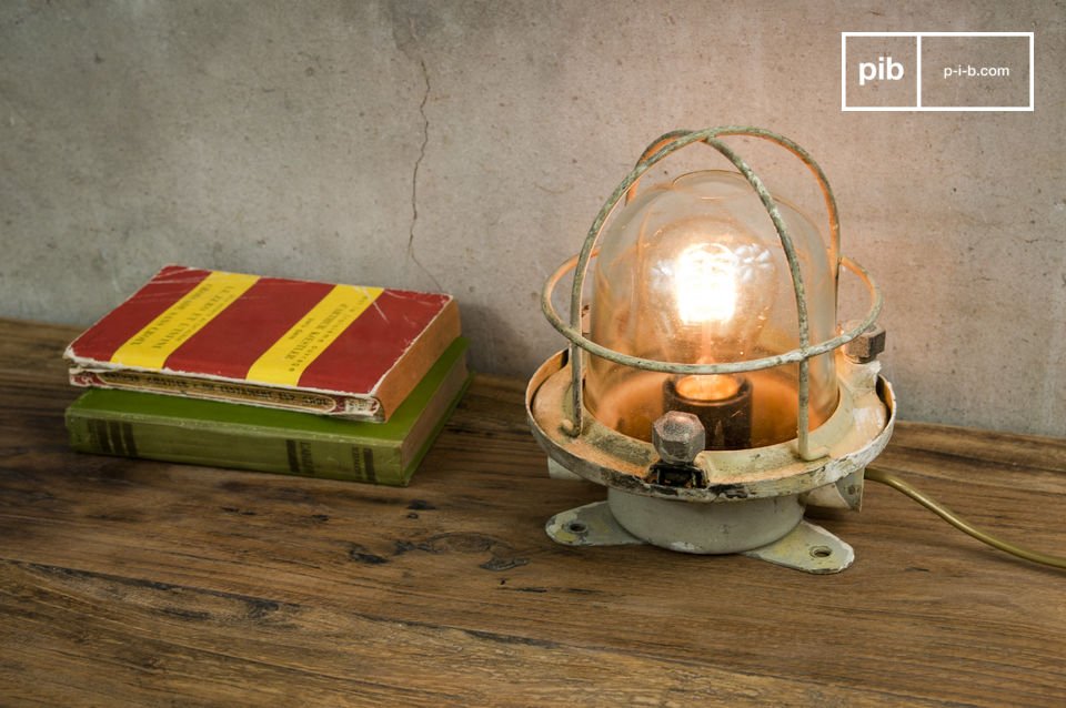Antique style lamp on a beautiful raw wood tray.