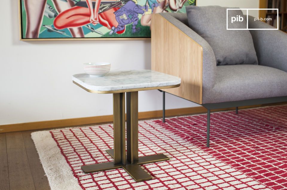 An elegant coffee table made of white marble.