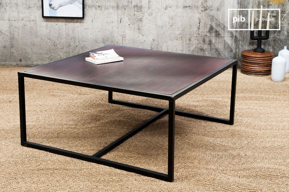 the smoke coffee table has a nice top in contrast to a thin metal base.