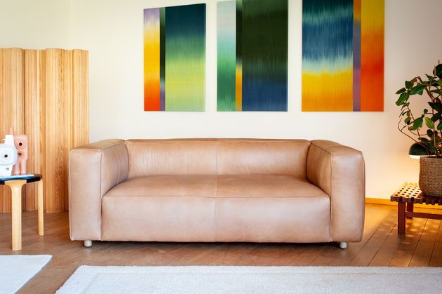 Two-seater sofa in camel leather Krieger