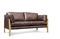 Miniature 2-seater chocolate leather sofa Ariston Clipped