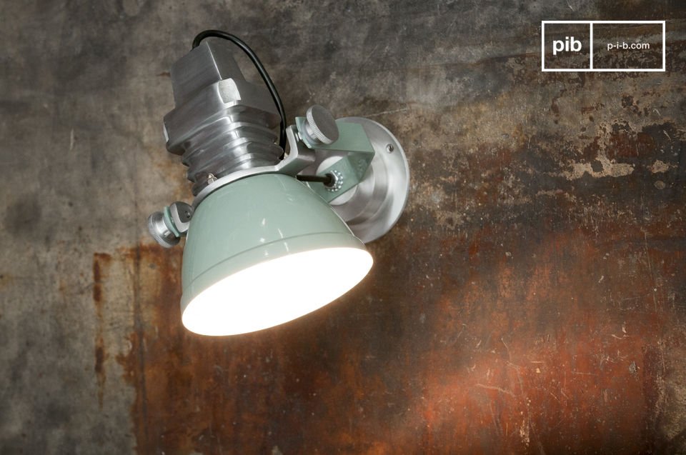 Industrial wall lamp in pastel green design.